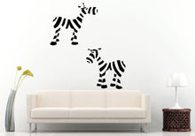 Load image into Gallery viewer, Two Baby Kids Children Toddler Funny Cartoon Animal Horse African Zebras Wall Decal Vinyl Sticker Mural Room Decor L1202
