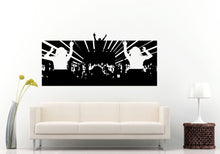 Load image into Gallery viewer, Night Club Music Festival Dj Booth Stage Turn Tables Dace Party People Crowd Hands Up Wall Decal Vinyl Sticker Mural Room Decor L1194