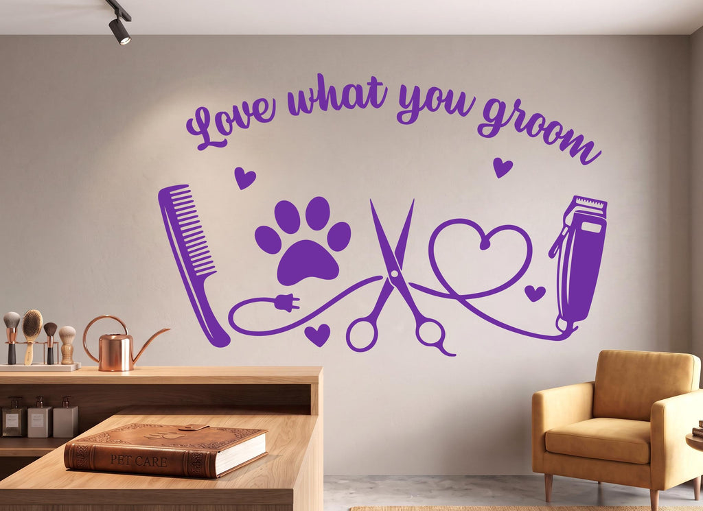 Grooming Salon Dog Wall Decor, Dog Wall Decals, Dog Wall Art, Dog Lover Stickers Pets Bedroom Wall Vinyl Nursery Wall Decals Art 1224RS