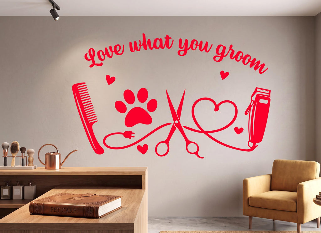 Grooming Salon Dog Wall Decor, Dog Wall Decals, Dog Wall Art, Dog Lover Stickers Pets Bedroom Wall Vinyl Nursery Wall Decals Art 1224RS