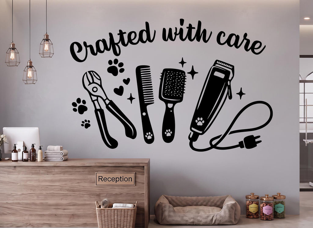 Grooming Salon Dog Wall Decor, Dog Wall Decals, Dog Wall Art, Dog Lover Stickers Pets Bedroom Wall Vinyl Nursery Wall Decals Art 1225RS