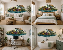 Load image into Gallery viewer, Sea Turtle Wall Mural, Coral Reef Wallpaper, Ocean Nursery Decor, Peel and Stick Wallpaper, Coastal Bedroom Wall Art, Underwater Mural