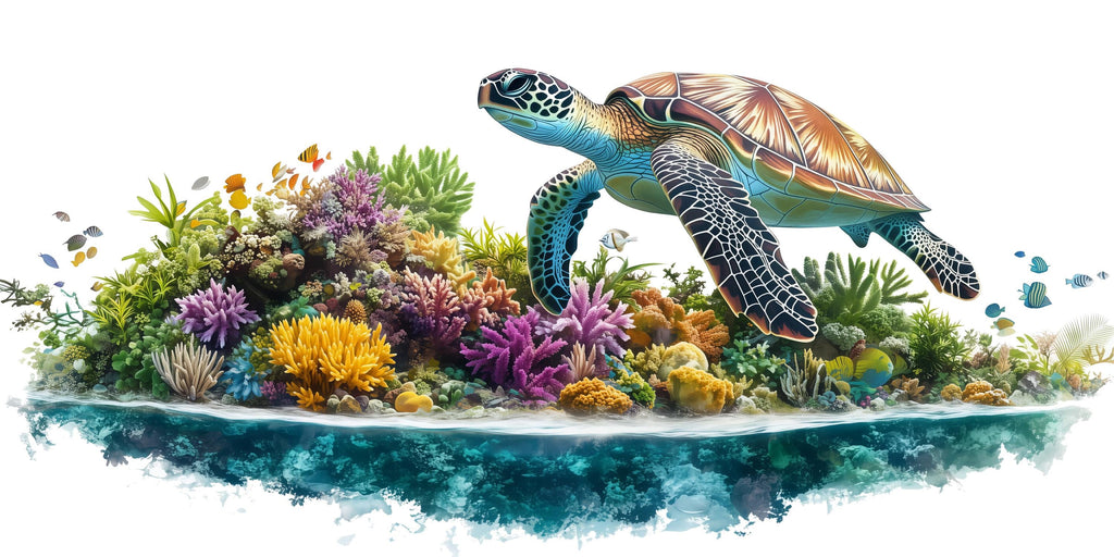Sea Turtle Wall Mural, Coral Reef Wallpaper, Ocean Nursery Decor, Peel and Stick Wallpaper, Coastal Bedroom Wall Art, Underwater Mural