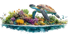 Load image into Gallery viewer, Sea Turtle Wall Mural, Coral Reef Wallpaper, Ocean Nursery Decor, Peel and Stick Wallpaper, Coastal Bedroom Wall Art, Underwater Mural