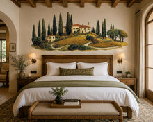Load image into Gallery viewer, Tuscany Wall Decal for Airbnb, Boutique Hotel Wall Decor, Italian Villa Landscape, Mediterranean Guest Room Decor, Vineyard Wall Art