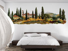 Load image into Gallery viewer, Tuscany Wall Decal, Airbnb Bedroom Decor, Boutique Hotel Wall Art, Italian Villa Landscape, Tuscan Vineyard Decor, Mediterranean Wall Decal
