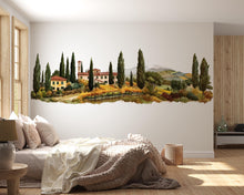 Load image into Gallery viewer, Tuscany Wall Decal, Airbnb Bedroom Decor, Boutique Hotel Wall Art, Italian Villa Landscape, Tuscan Vineyard Decor, Mediterranean Wall Decal