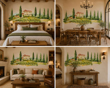Load image into Gallery viewer, Tuscany Wall Decal, Airbnb Dining Room Decor, Boutique Hotel Wall Art, Italian Villa Vineyard Decor, Mediterranean Wall Decal, Tuscan Decor