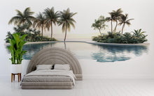 Load image into Gallery viewer, Tropical Pool Wall Decal, Airbnb Bedroom Decor, Boutique Hotel Wall Art, Palm Tree Wall Decal, Resort Wall Decor, Coastal Vacation Rental