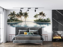 Load image into Gallery viewer, Tropical Pool Wall Decal, Airbnb Bedroom Decor, Boutique Hotel Wall Art, Palm Tree Wall Decal, Resort Wall Decor, Coastal Vacation Rental