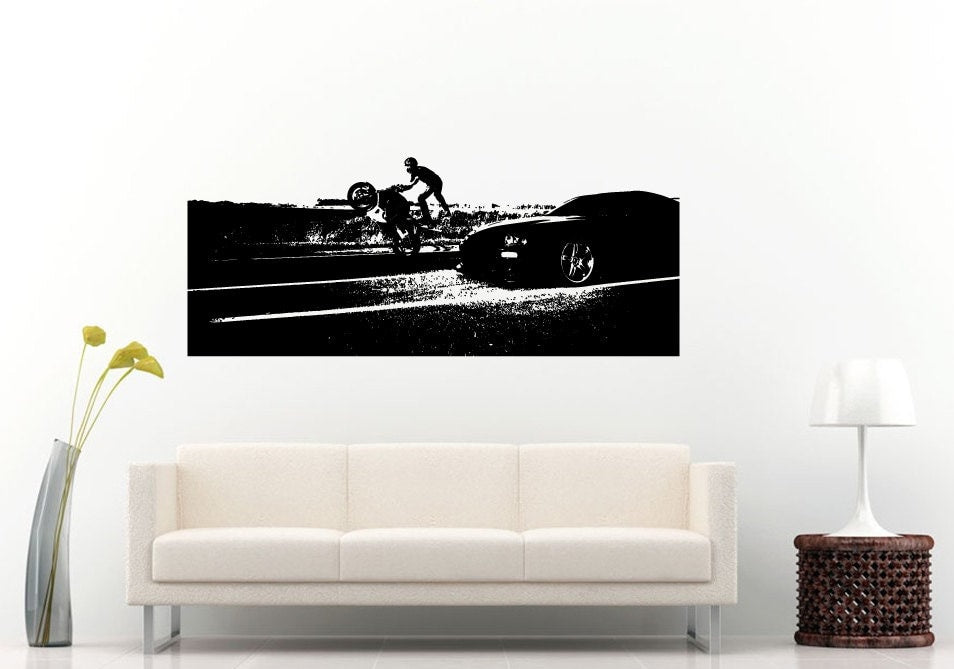 Sport Bike Motorcycle Crotch Rocket Speed Biker Race Track Road Street Racing Car Wall Decal Vinyl Sticker Mural Room Decor L1214