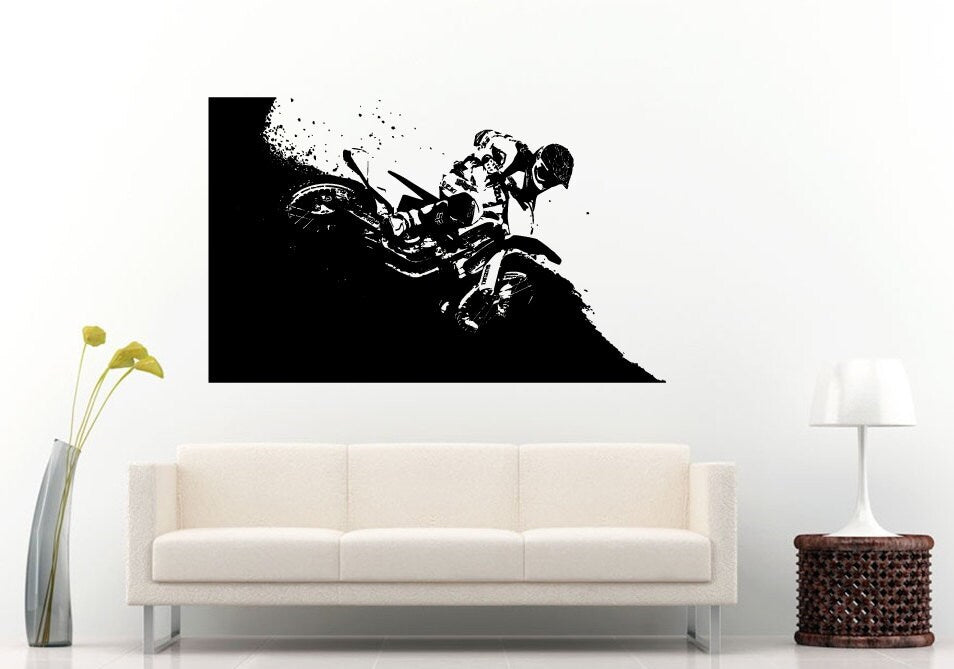 Sport Bike Motorcycle Rally Dirt Speed Biker Race Track Road Wall Decal Vinyl Sticker Mural Room Decor L1213