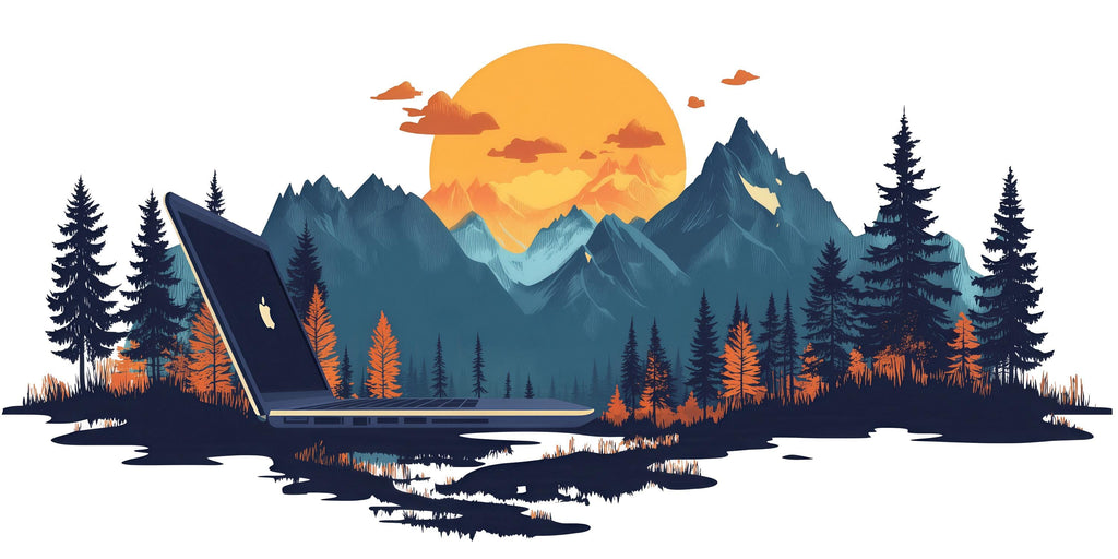 Mountain Wall Decal, Sunset Forest Landscape Wall Art for Home Office