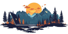 Load image into Gallery viewer, Mountain Wall Decal, Sunset Forest Landscape Wall Art for Home Office