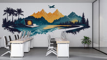 Load image into Gallery viewer, Mountain Office Wall Decal, Digital Nomad Travel Landscape Wall Art