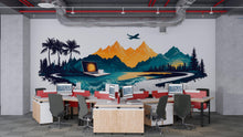 Load image into Gallery viewer, Mountain Office Wall Decal, Digital Nomad Travel Landscape Wall Art