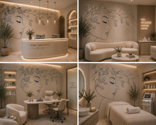 Load image into Gallery viewer, Female Face Wall Decal, Botanical Line Art for Med Spa &amp; Beauty Salon