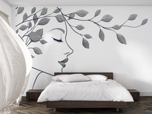 Load image into Gallery viewer, Female Face Wall Decal, Botanical Line Art for Med Spa &amp; Beauty Salon