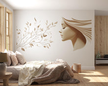 Load image into Gallery viewer, Woman Face Wall Decal, Botanical Beauty Wall Art for Med Spa &amp; Aesthetic Clinic