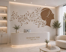 Load image into Gallery viewer, Woman Face Wall Decal, Botanical Beauty Wall Art for Med Spa Reception
