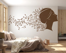 Load image into Gallery viewer, Woman Face Wall Decal, Botanical Beauty Wall Art for Med Spa Reception