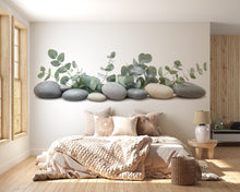 Load image into Gallery viewer, Eucalyptus Wall Decal, Spa Stones Botanical Wall Art for Med Spa &amp; Wellness
