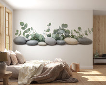 Load image into Gallery viewer, Eucalyptus Wall Decal, Spa Stones Botanical Wall Art for Med Spa &amp; Wellness