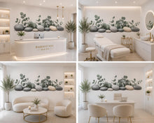 Load image into Gallery viewer, Eucalyptus Wall Decal, Spa Stones Botanical Wall Art for Med Spa &amp; Wellness