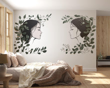 Load image into Gallery viewer, Woman Face Wall Decal Set, Botanical Female Line Art for Med Spa &amp; Beauty Salon