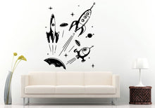 Load image into Gallery viewer, Star Space Ship Spaceship Fighter Galaxy Rocket Satellite Take Off Wall Decal Vinyl Sticker Mural Room Decor L1221