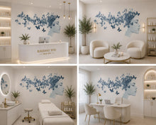 Load image into Gallery viewer, Woman Face Wall Decal, Eucalyptus &amp; Butterfly Wall Art for Med Spa Reception