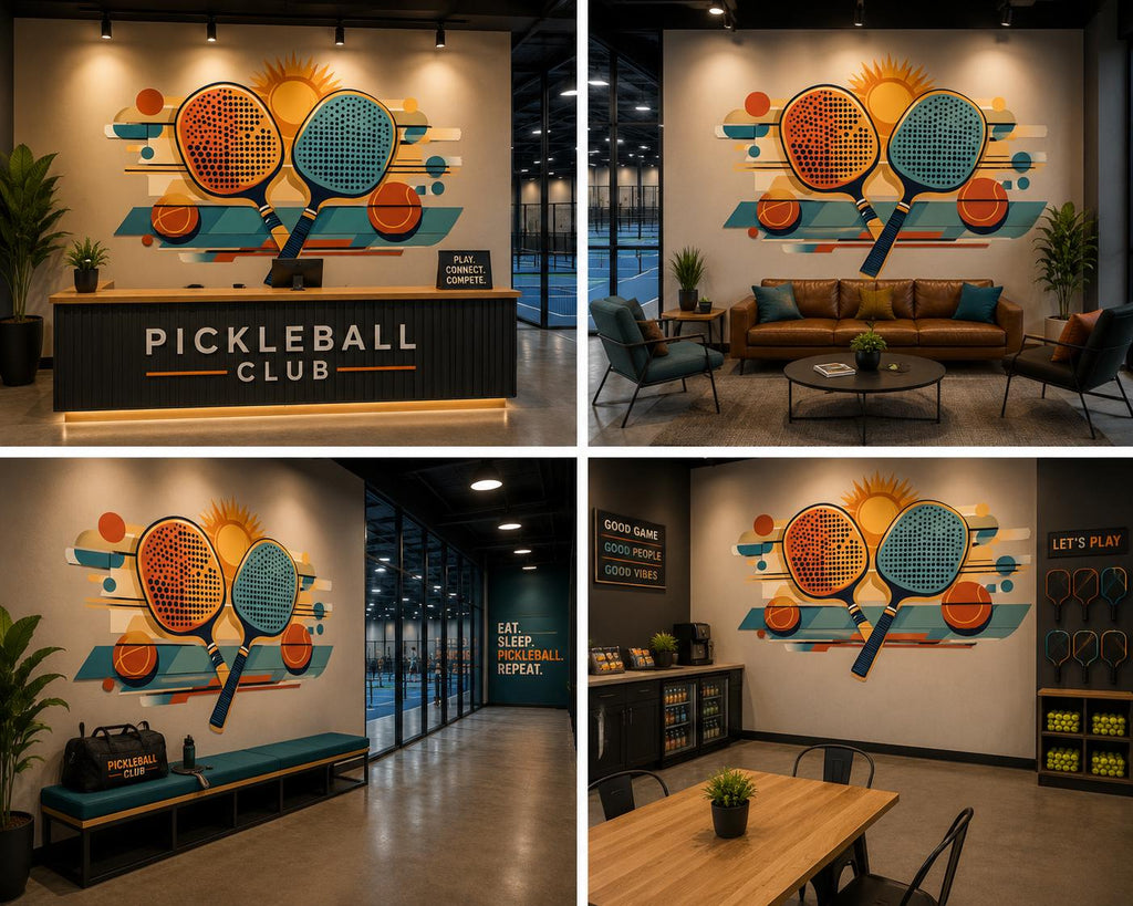 Pickleball Wall Decal, Retro Paddle Wall Art for Pickleball Club & Court