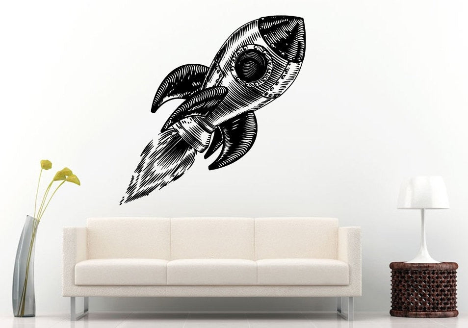 Star Space Craft Ship Spaceship Fighter Galaxy Rocket Satellite Nasa Shuttle Take Off Wall Decal Vinyl Sticker Mural Room Decor L1224