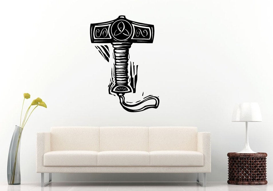 God Hammer Weapon Ancient Mythology Wall Decal Vinyl Sticker Mural Room Decor L1226