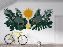 Load image into Gallery viewer, Pickleball Wall Decal, Tropical Paddle Wall Art for Pickleball Club &amp; Court