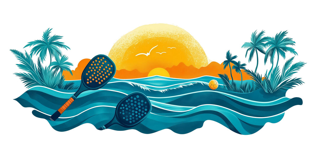 Pickleball Wall Decal, Tropical Ocean Paddle Wall Art for Pickleball Club & Court