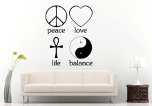 Load image into Gallery viewer, Peace Love Life Balance Signs Logos Emblems Heart Crest Wall Decal Vinyl Sticker Mural Room Decor L1232