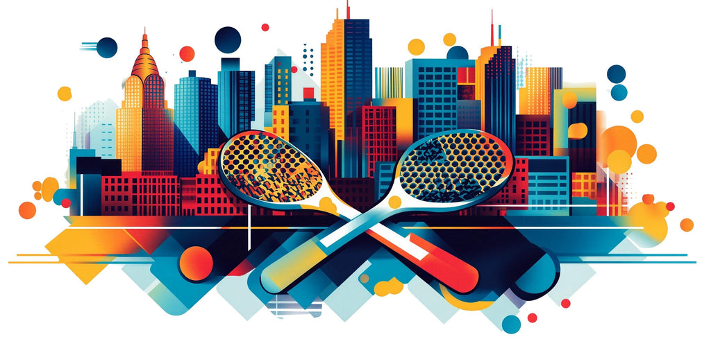 Pickleball Wall Decal, City Skyline Paddle Wall Art for Pickleball Club & Court