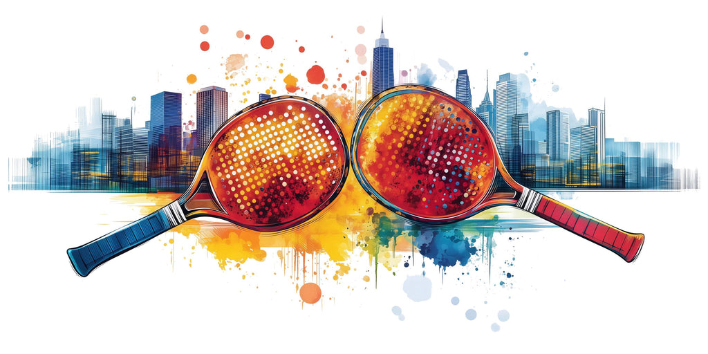 Pickleball Wall Decal, Urban City Skyline Paddle Wall Art for Pickleball Club & Court