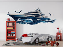 Load image into Gallery viewer, Yacht Wall Decal, Luxury Boat Wall Art for Yacht Club, Marina &amp; Nautical Business Decor