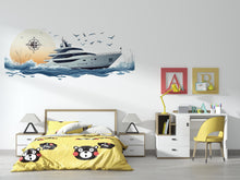 Load image into Gallery viewer, Yacht Wall Decal, Luxury Yacht Club Wall Art, Marina Decor, Nautical Boat Wall Decal