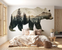 Load image into Gallery viewer, Bear Forest Wall Decal, Mountain Bear Wall Sticker, Rustic Cabin Wall Decor, Woodland Wall Art, Airbnb Lodge Decor, Nature Vinyl Decal