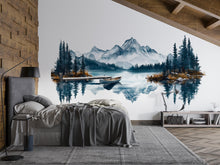 Load image into Gallery viewer, Mountain Lake Wall Decal, Rustic Cabin Wall Decor, Lake House Wall Sticker, Mountain Landscape Wall Art, Airbnb Lodge Decor, Nature Vinyl