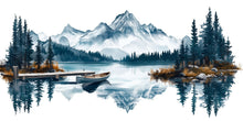 Load image into Gallery viewer, Mountain Lake Wall Decal, Rustic Cabin Wall Decor, Lake House Wall Sticker, Mountain Landscape Wall Art, Airbnb Lodge Decor, Nature Vinyl