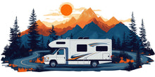 Load image into Gallery viewer, RV Wall Decal, Motorhome Dealership Wall Art, Camper Mountain Decor, RV Showroom Mural, Camping Adventure Wall Decal