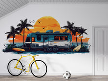 Load image into Gallery viewer, RV Wall Decal, Camper Dealership Decor, Travel Trailer Wall Art, RV Showroom Mural, Tropical Camping Wall Decal