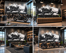Load image into Gallery viewer, Motorcycle Wall Decal, Motorcycle Dealership Decor, Bike Showroom Wall Art, Mountain Road Mural, Biker Garage Wall Decal