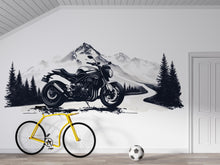 Load image into Gallery viewer, Motorcycle Wall Decal, Motorcycle Dealership Decor, Bike Showroom Wall Art, Mountain Road Mural, Biker Garage Wall Decal