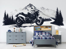 Load image into Gallery viewer, Motorcycle Wall Decal, Motorcycle Dealership Decor, Bike Showroom Wall Art, Mountain Road Mural, Biker Garage Wall Decal
