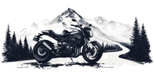 Load image into Gallery viewer, Motorcycle Wall Decal, Motorcycle Dealership Decor, Bike Showroom Wall Art, Mountain Road Mural, Biker Garage Wall Decal